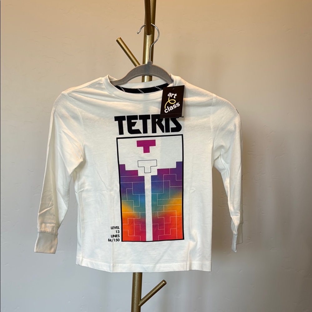 🎈Art Class Boys Long Sleeve Boys T-Shirt Tetris, Suze XS (4/5), NWT